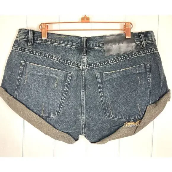 One Teaspoon Black Fox Bandit Dark‎ Wash Denim Shorts NWT Size 31 - Picture 6 of 9